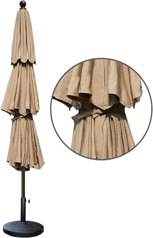 USA 10-Year-Non-Fading 9ft 3-Tier Market Patio Umbrella, Commercial Grade Outdoor Table Umbrella with Crank Open - Heath