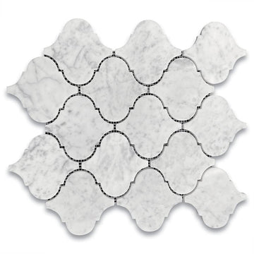 Carrara White Marble Grand Arabesque Baroque Lantern Mosaic Tile Honed Kitchen Bath Wall Floor Backsplash Shower (1