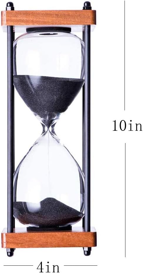 Large Hourglass Timer 30 Minute, Decorative Wooden Sandglass, Black