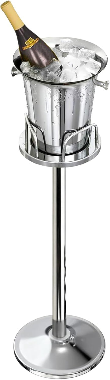 Ice Bucket with Stand Christmas Stainless Steel Standing Bucket Ice Cube Container, Wine Bucket on rack Gold