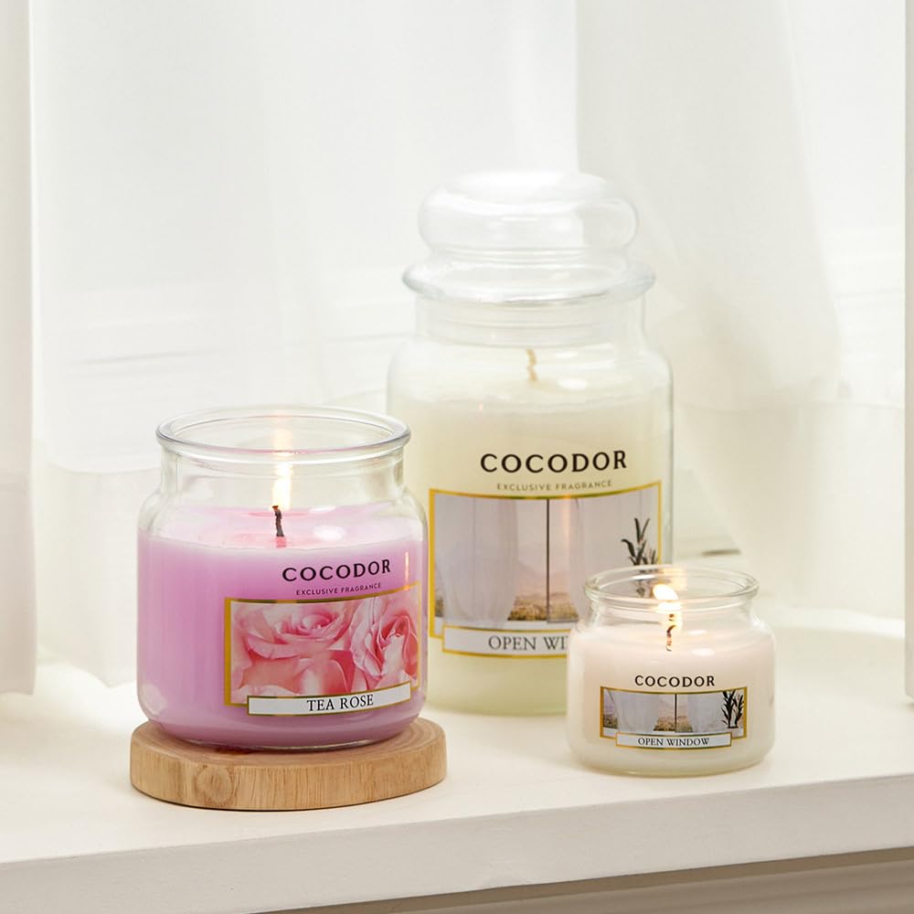 Candle Black Cherry Scented, Large Glass Jar 18oz Wick Candle, 110 Hours of Burn Time