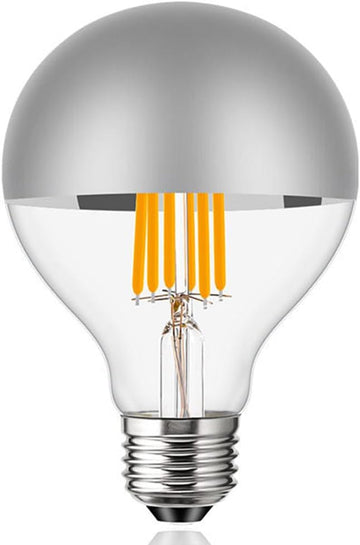 Half Chrome Light Bulb Dimmable G30 LED Decorative Bulb Globe Filament Bulb - 60W Equivalent, 550 Lumens 2700K Warm