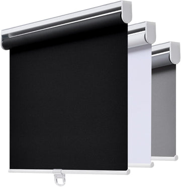Blackout Cordless Roller Shade for Indoor Windows, Black | Black Out Window Shade with Spring System, Thermal