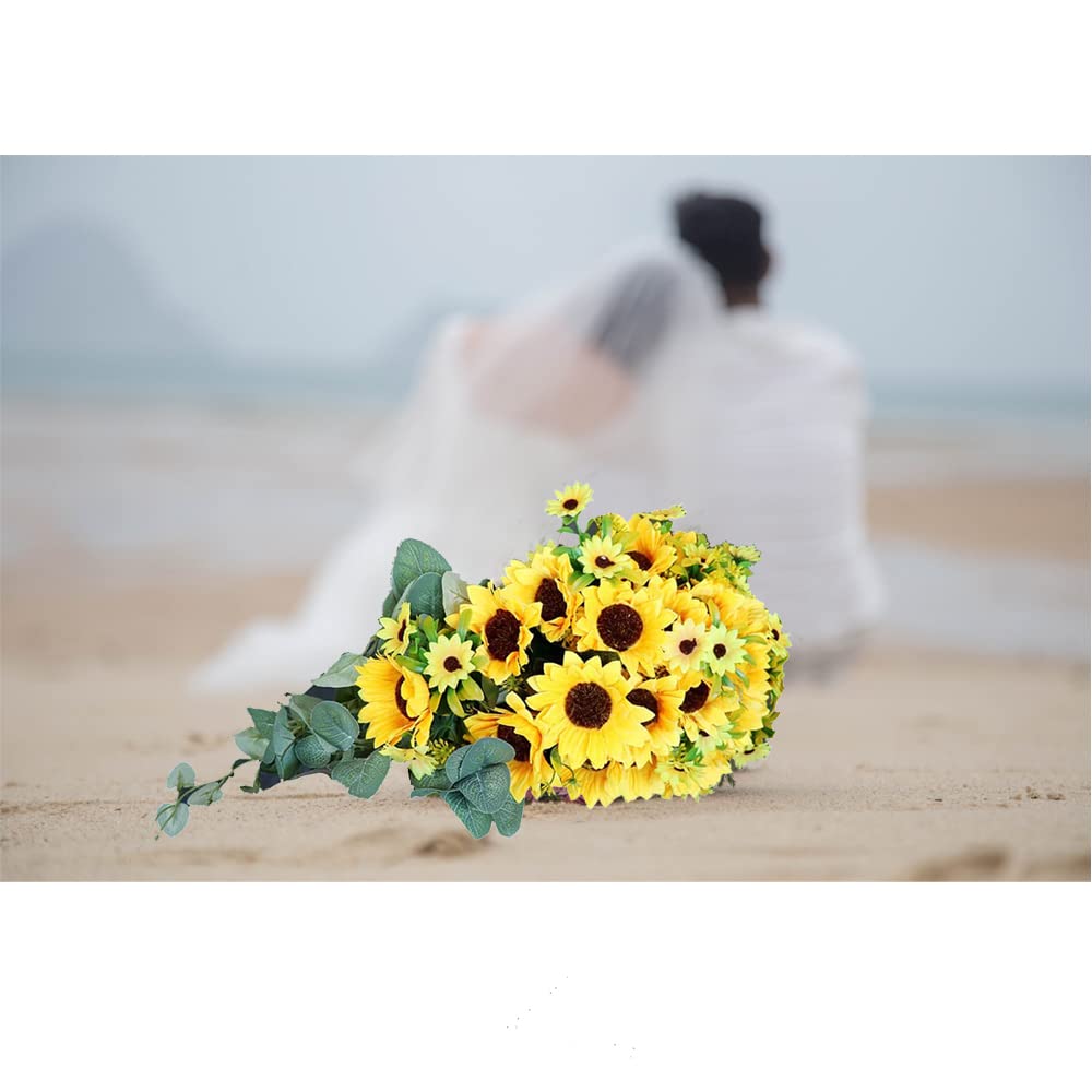 Wedding Bouquets, Artificial Sunflower Artificial Flower Bouquet Bride Bridesmaid Water Fall Wedding Ceremony Proposal