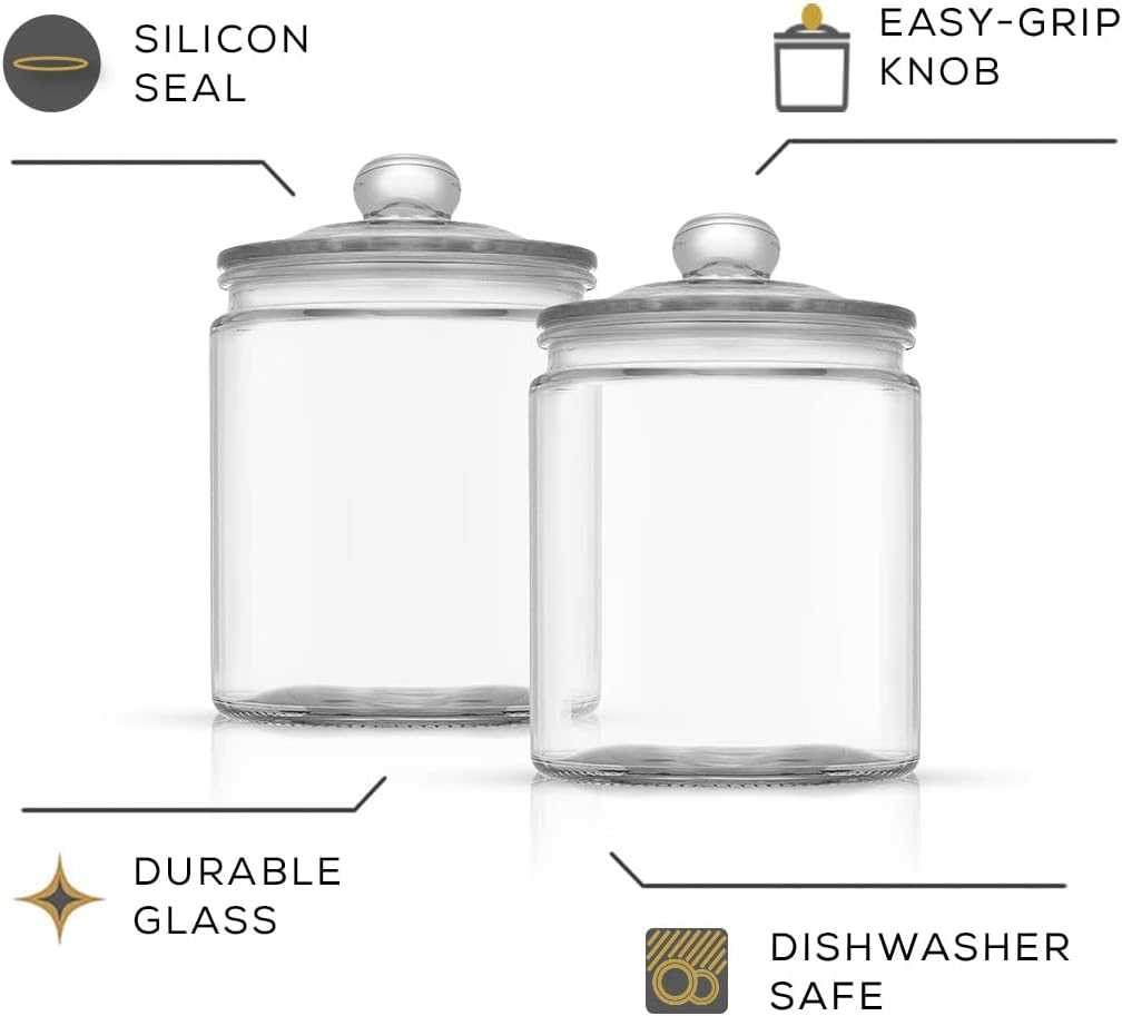Elegant Cookie Jar. 2 Large Glass Jar With Lid. Jars Counter with Lids, Candy Jar, Decorative Apothecary Canisters - Set of 2