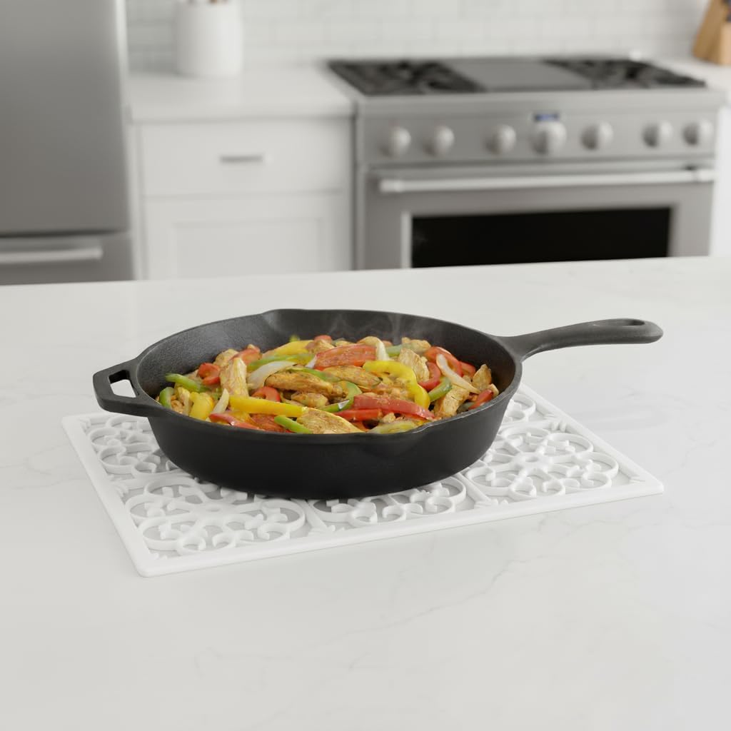 Extra Large, Thick, Silicone Trivet for Hot Dishes, Pots, and Pans, Heat Resistant Mat for Countertop, Hot Pad, Easy