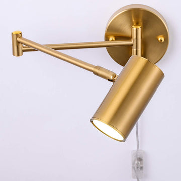 Modern Gold Swing Arms Plug in Wall Sconces, Set of 2