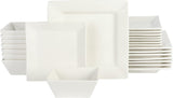 Zen Buffet Hard Square Porcelain Chip and Scratch Resistant Dinnerware Set, White, Service for 8 (24pcs)