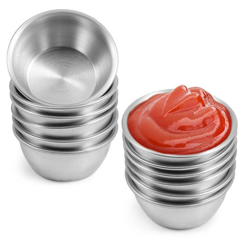Ramekin Sauce Dipping Bowl Mini Sauce Cups Pudding Condiment Cups Party Stainless Steel (Sliver 12 Pack 50ml)