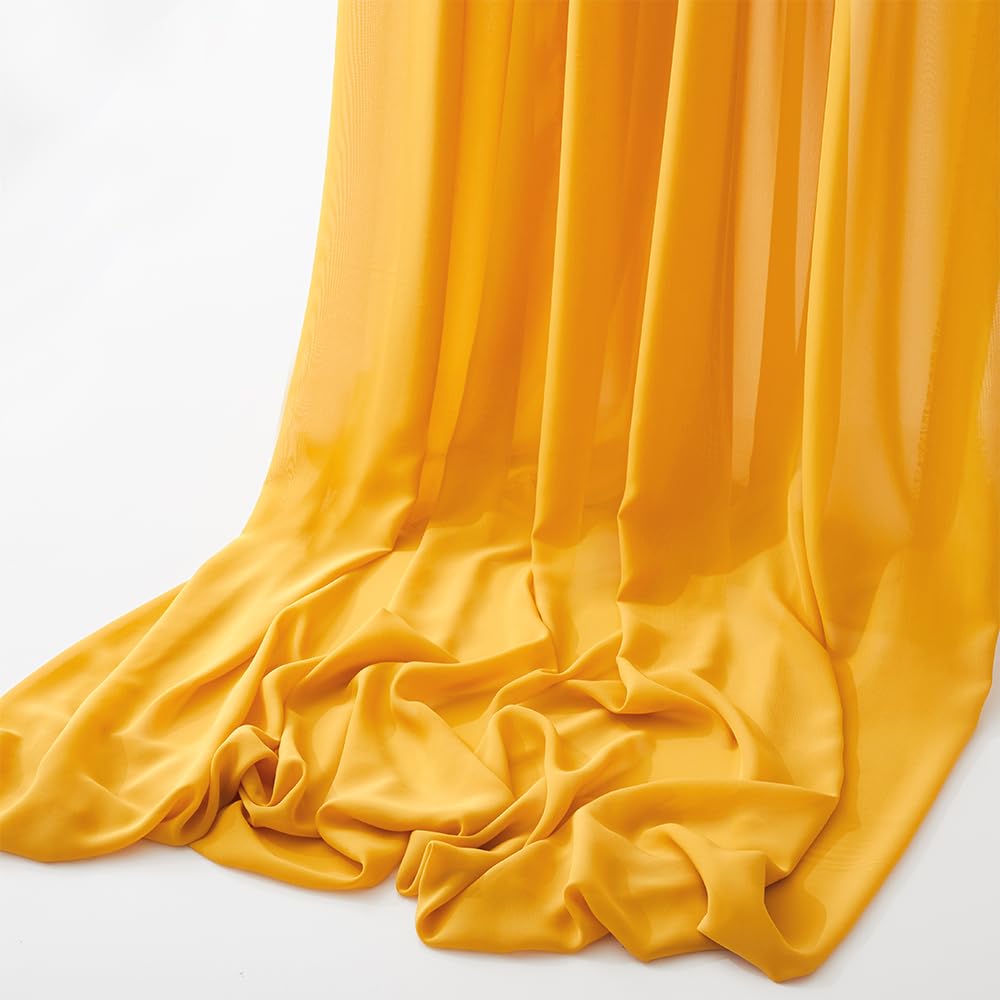 Mustard Yellow Chiffon Fabric by The Yard, 60" Wide, 5 Yards