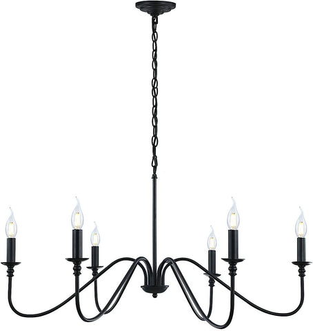 Black Chandelier,6-Light Rustic Industrial Iron Chandeliers for Dining Room Lighting Fixtures Hanging