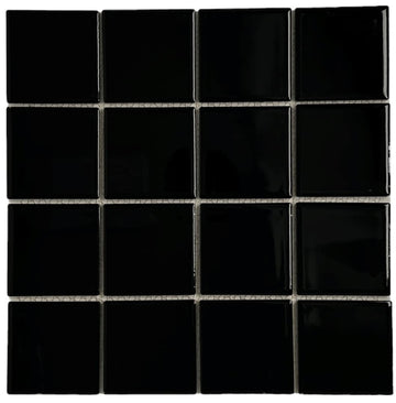 5 sq.ft. Black 3x3 Inches Porcelain Tile - Polished Square Mosaic for Swimming Pools, Spas, Showers, Kitchen