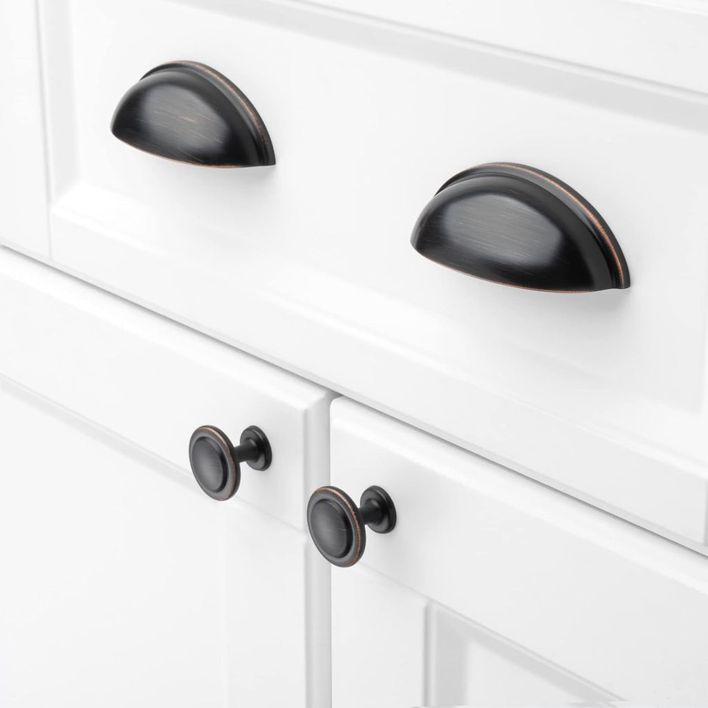Round Cabinet Knobs Oil Rubbed Bronze Cabinet Pulls, Dia. 1-1/4 Inch, 10 Pack Bronze Drawer Knobs Cabinets 1960 Drawers