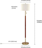 62" Walnut Gold Floor Lamp, 1200LM 3-Way Dimmable Mid Century Modern Floor Lamp Office