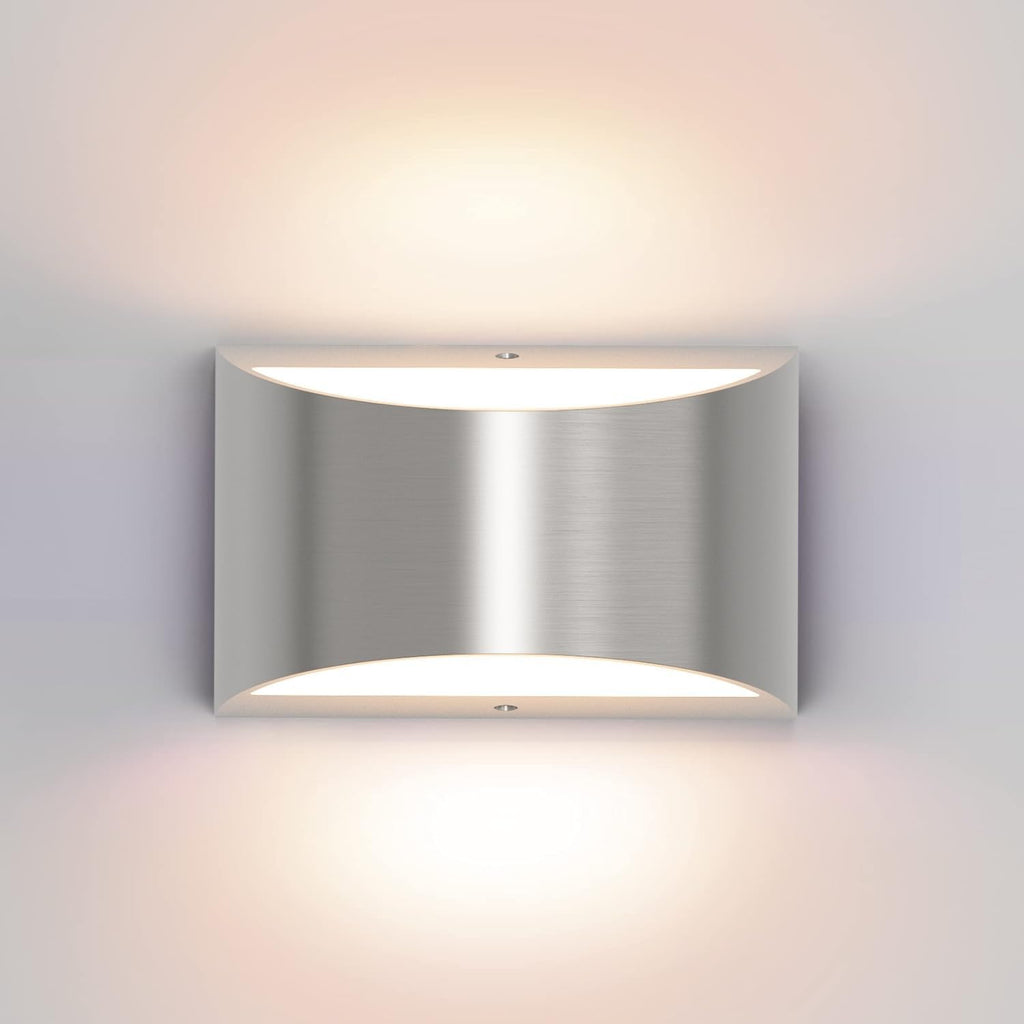 Nickel Modern LED Wall Sconce Hardwired Indoor Wall Lights 1 Pack Up and Down Wall Mount Light Bedroom Hallway