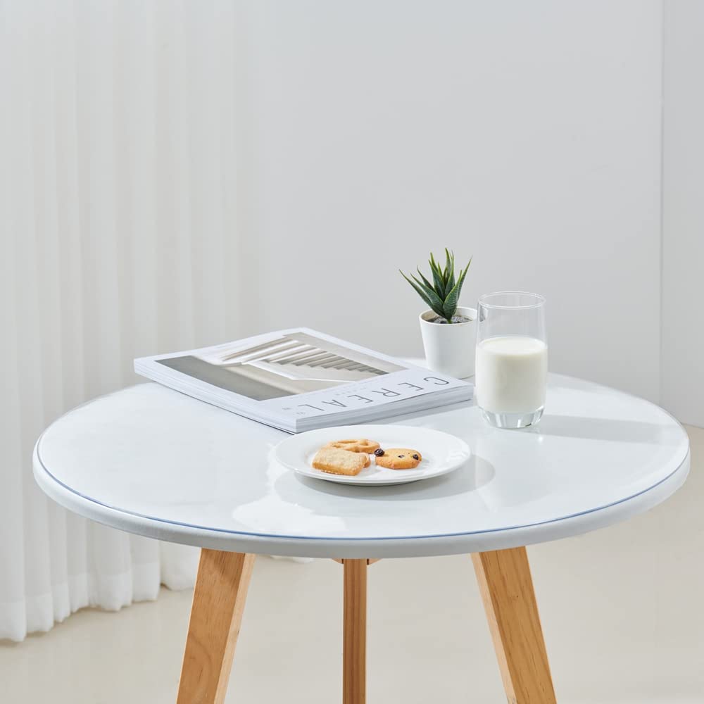Clear Round Table Cover Protector 22 Inch, 1.5mm Vinyl Desk Cover