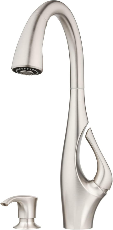Indira Kitchen Sink Faucet with Pull Down Sprayer and Soap Dispenser Single Handle High Arc Spot Defense Stainless