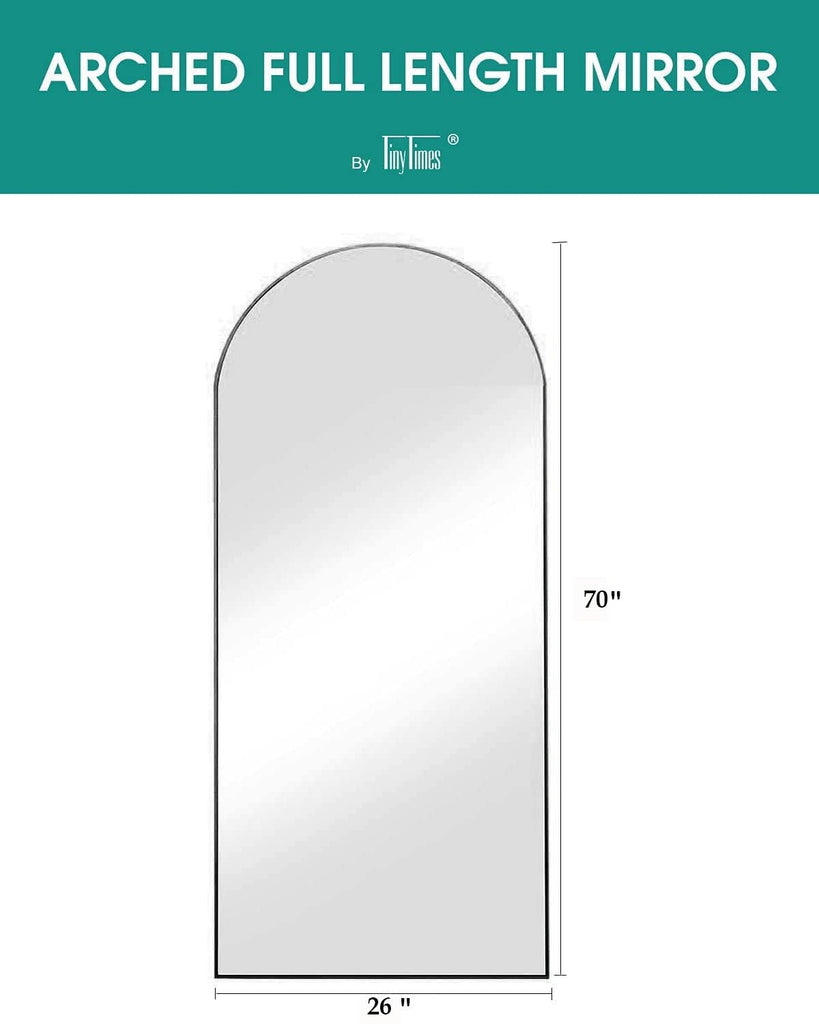 70"x26" Full Length Mirror, Large Arched Floor Mirror, Black