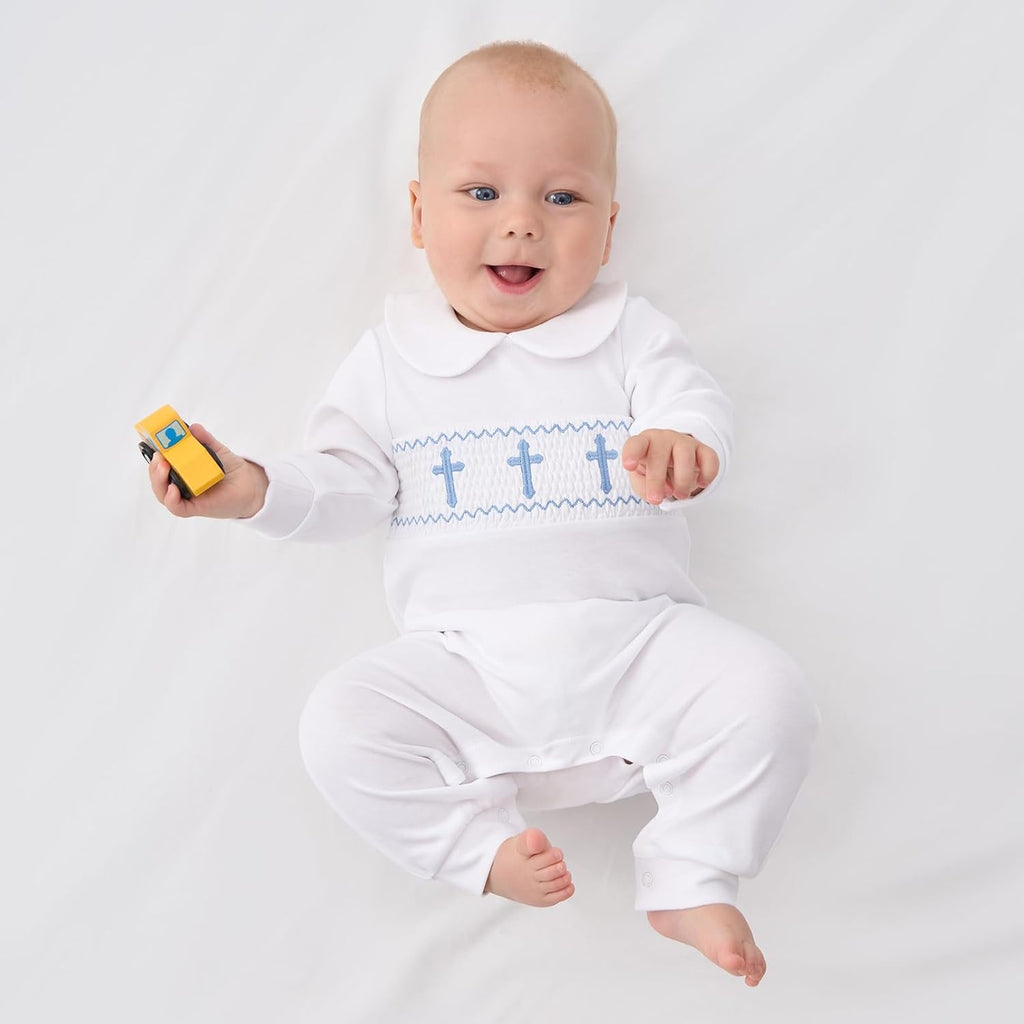 Baby Boy Baptism Outfit Cotton Romper