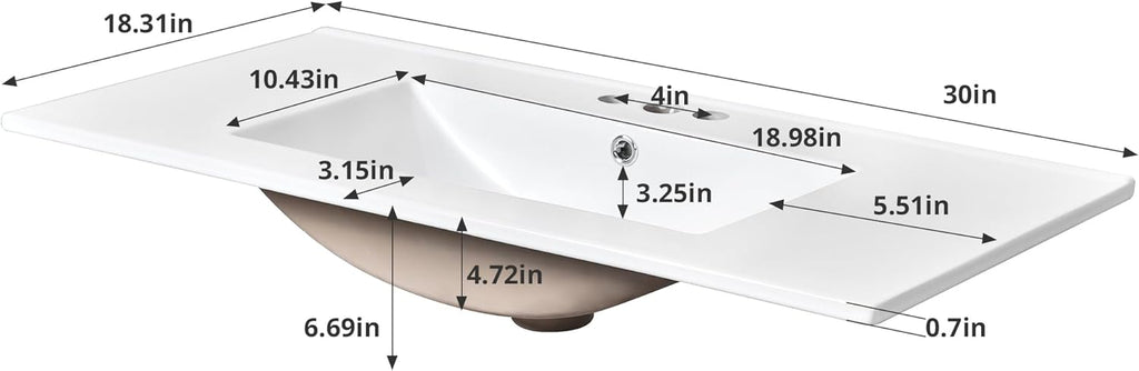 30" Bathroom Vanity with Sink, Modern Bathroom Storage Cabinet with 3 Drawers & 1 Door, Freestanding Bathroom Vanities