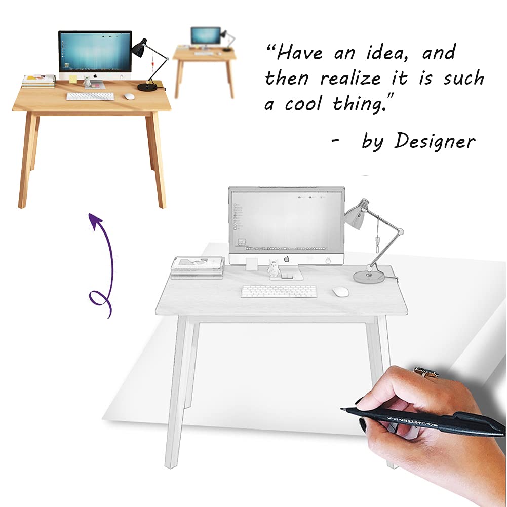 Simple Wooden Writing Desk - 39" W PC Laptop Computer Table, White