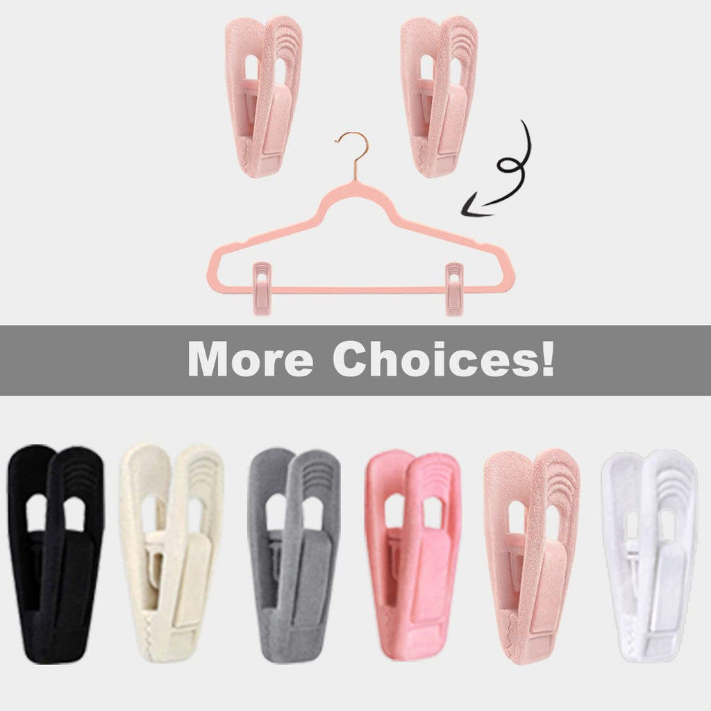Light Pink Velvet Hangers Clips 40 PCS, Non-Slip Finger Clip for Pants Suit Skirt Velvet Hanger, Strong Flocking