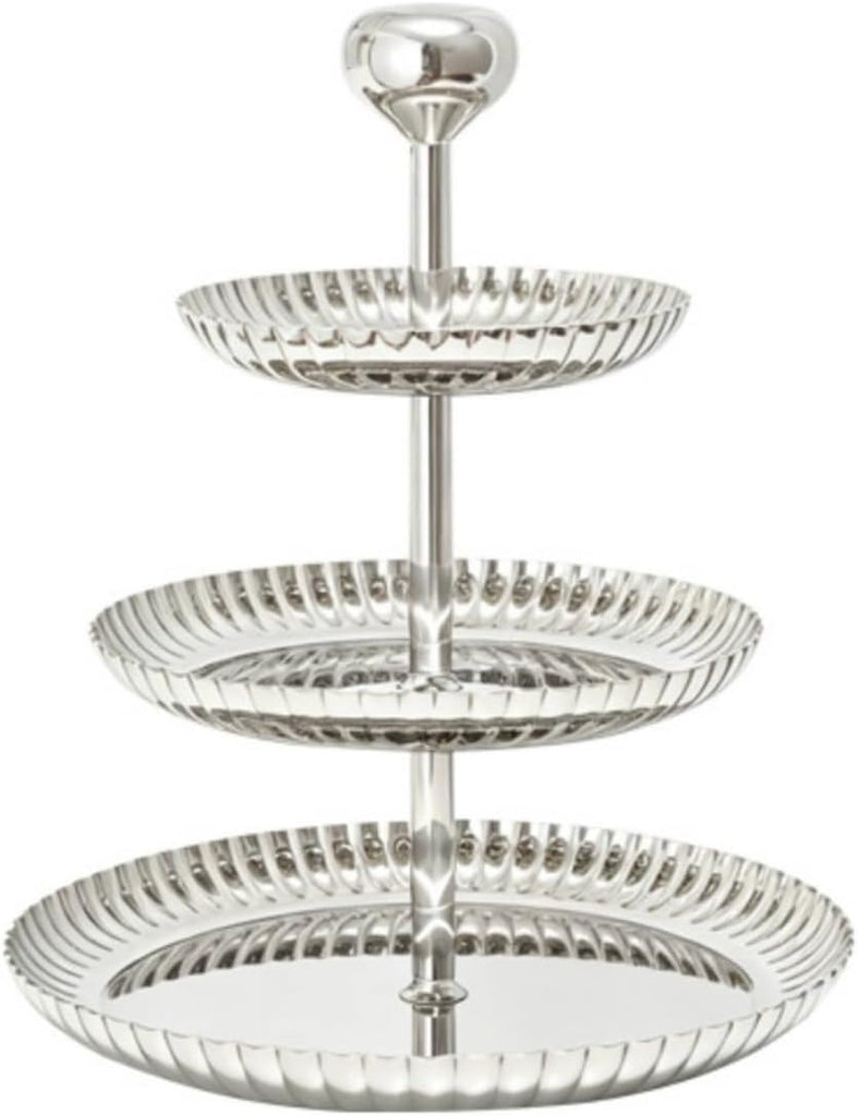 3 Tier Serving Tray Fluted Tiered Serving Stand with Handle Decorative Tiered Tray with Handle Entertaining