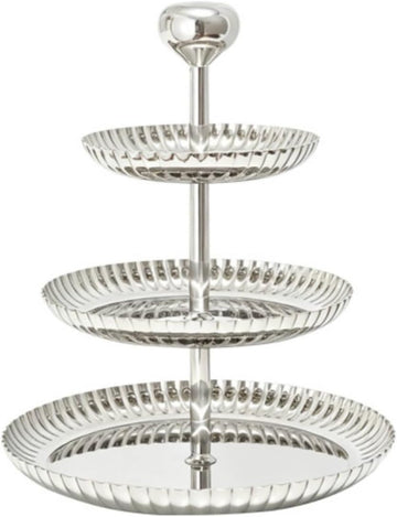 3 Tier Serving Tray Fluted Tiered Serving Stand with Handle Decorative Tiered Tray with Handle Entertaining