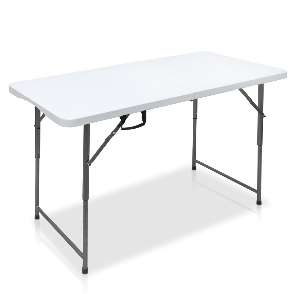 4 Foot Portable Plastic Folding Table 4FT 48" Half Foldable Heavy Duty Top w/Carry Handle - Indoor Outdoor Backyard