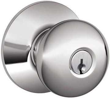 Plymouth Keyed Entry Door Knob, Interior/Exterior, Bright Chrome