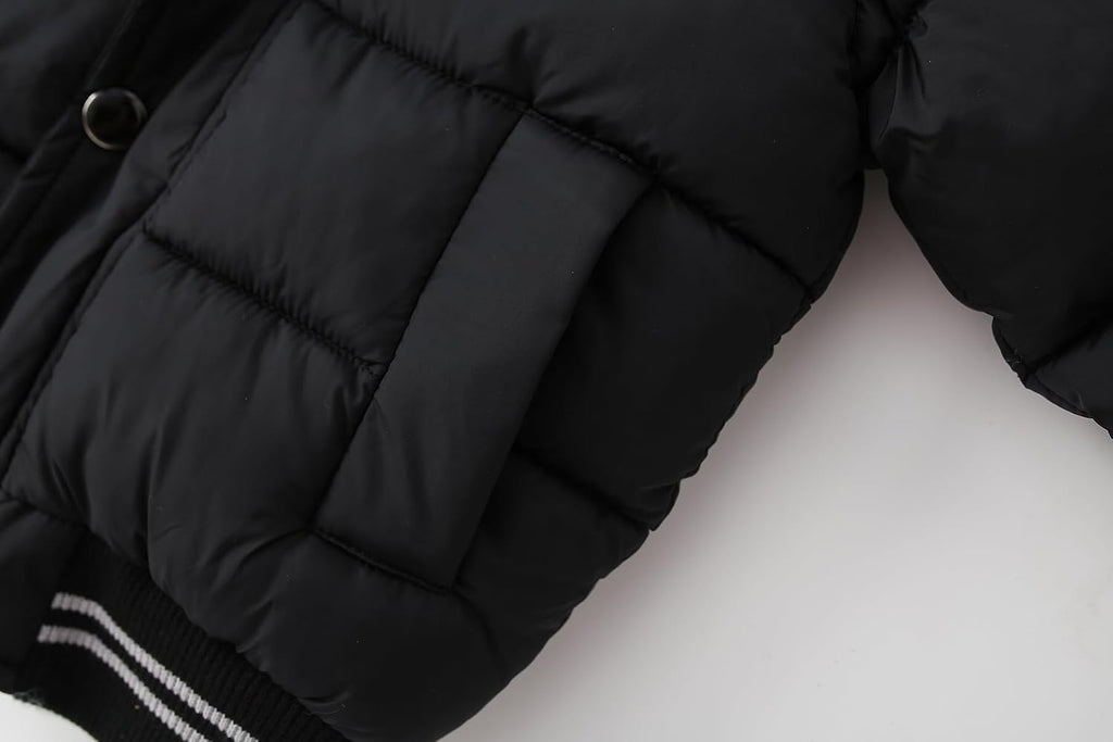 Toddler Down Winter Coat Boys Girls Fleece Jacket Hooded Thickened Warm Coat Outerwear for Kids 1-6 Years