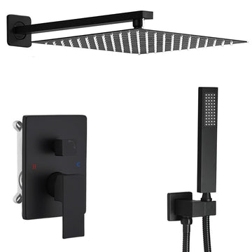 Matte Black Shower System 10 Inch Bathroom Luxury Rain Mixer Shower Combo Set Wall Mounted Rainfall Shower Head and