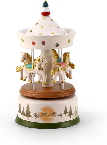Holiday Christmas Musical Wooden Animated Children's Carousel-Many Songs to Choose-O Sole Mio
