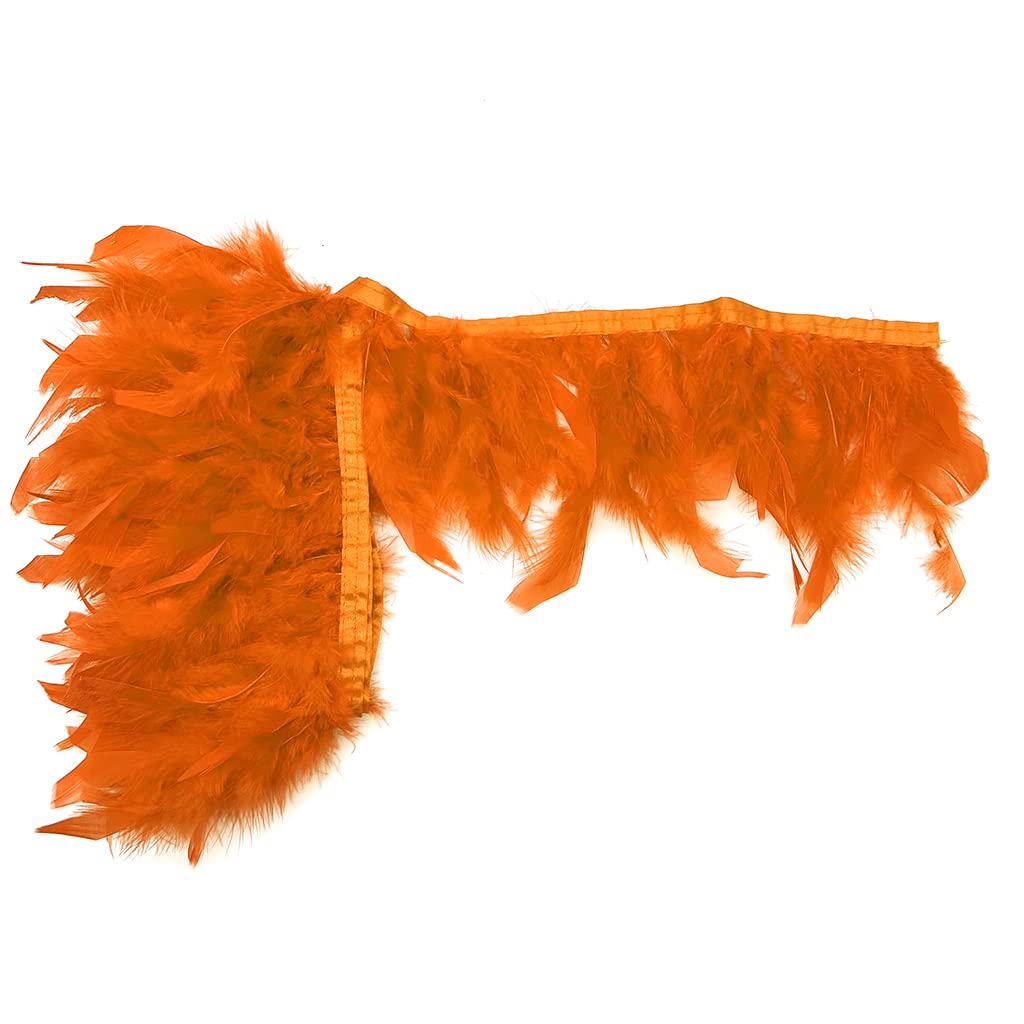 Orange 4-6inch 2yard Turkey Feather Fringe Trim for Dress Sewing Crafts Costumes Accessories Party Supplies Festival