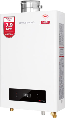 180, 000 BTU Natural Gas Tankless Water Heater Indoor Installation, Max 7.9 GPM