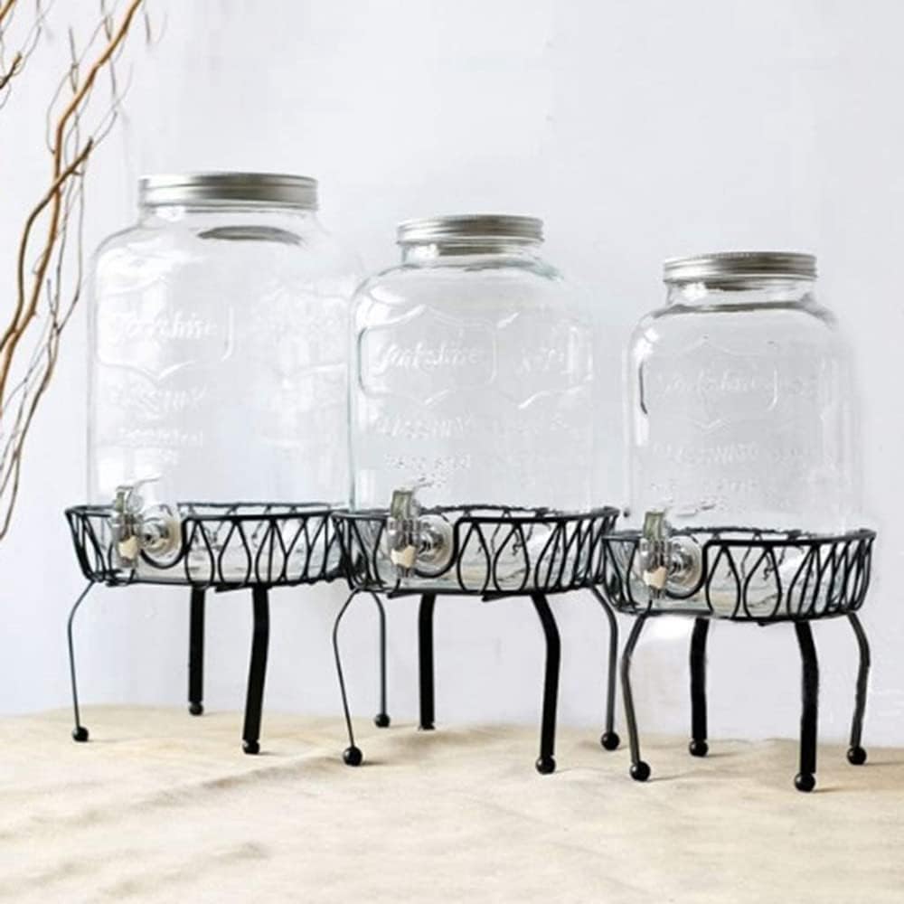 Metal Iron Drink Dispenser Stand Basket Tea Bucket Holder Stand for Pub Bar Cafe Tea Wine Beer Used S