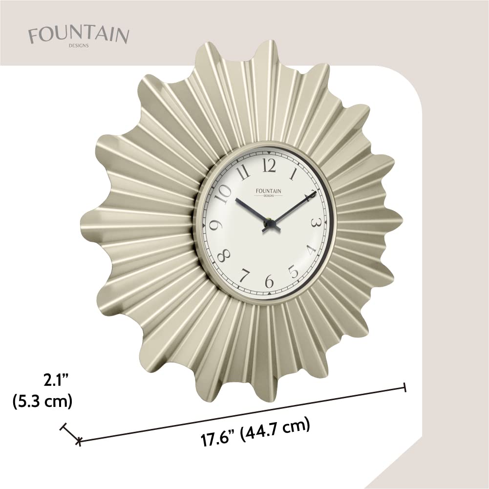 18" Mid Century Starburst Wall Clock, Morning Silver