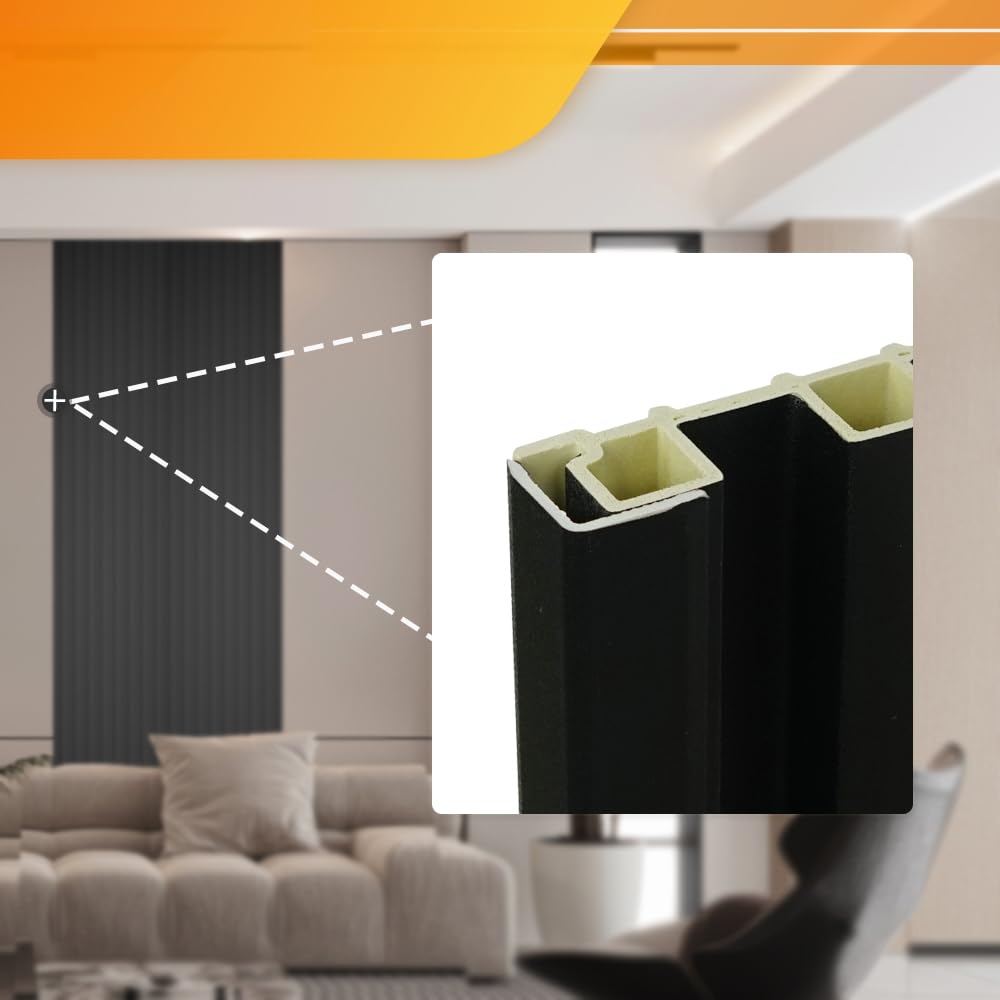 8-Pack 57 Inches, WPC Slat Wall Panel Trim,Corner Guard for High Grille (Black)