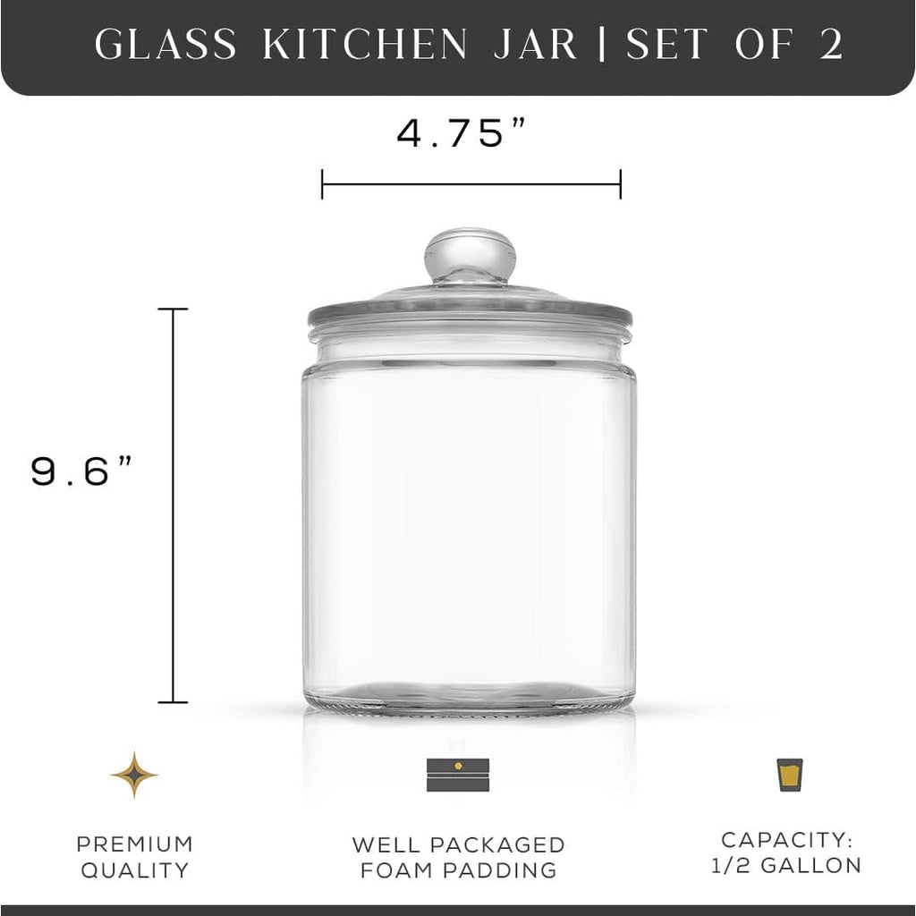 Elegant Cookie Jar. 2 Large Glass Jar With Lid. Jars Counter with Lids, Candy Jar, Decorative Apothecary Canisters - Set of 2