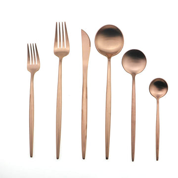 Luxury Silverware Royal Cutlery Set - 24 Piece Flatware Set - Service For 4 18/10 Stainless Steel - Matte Rose Gold