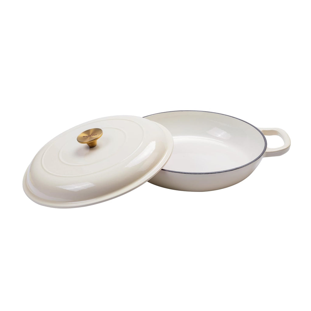 Enameled Cast Iron Dutch Oven-2.5QT Cream, Braiser/Casserole, Cream