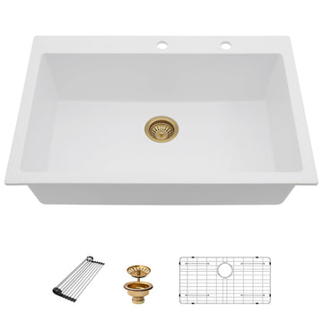 33 White Granite Composite Drop Sink