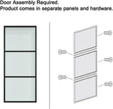 24 in. x 84 in. Full Lite Frosted Glass Black Steel Frame Interior Sliding Barn Door with Hardware K