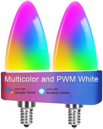 LED Candelabra Bulbs E12 Base, Color Changing and Dimmable Smart Light Bulb, Compatible with Alexa Google Home