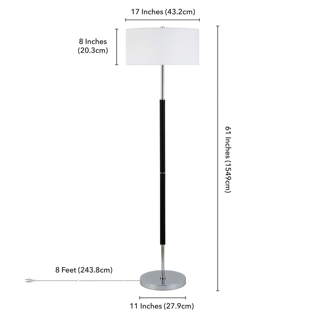 61" Modern 2-Light Floor Lamp, Flat Black