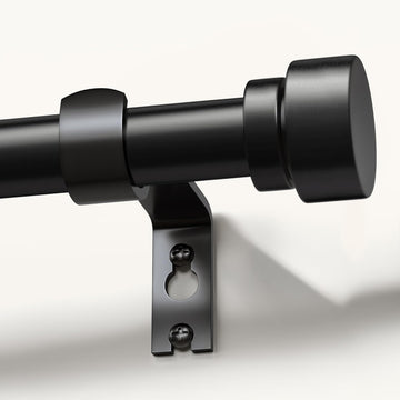 Black Curtain Rods for Windows 48 to 84 Inches Adjustable Heavy Duty 1" Diameter Window Curtain Rod with Decorative