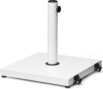 Patio Umbrella Base 43lbs Outdoor Umbrella Stand with Wheels, Heavy Duty Square Concrete Stand Market Umbrella, White