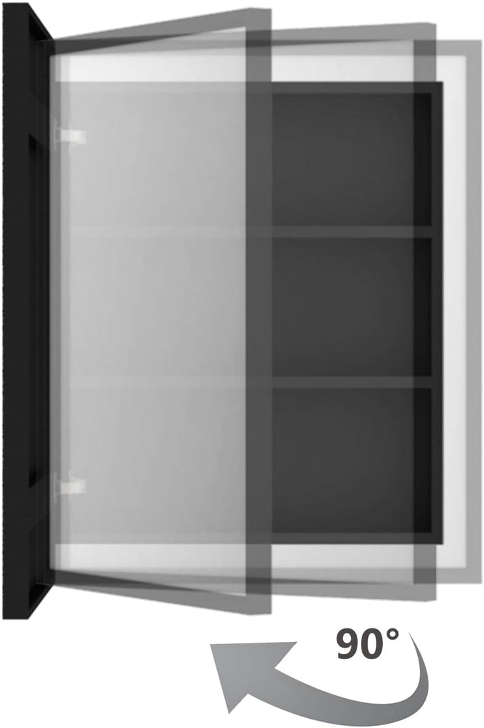 24"x16" Recessed Wood Medicine Cabinet with Mirror - Wall-Mounted Wooden Bathroom Cabinet with Adjustable Storage