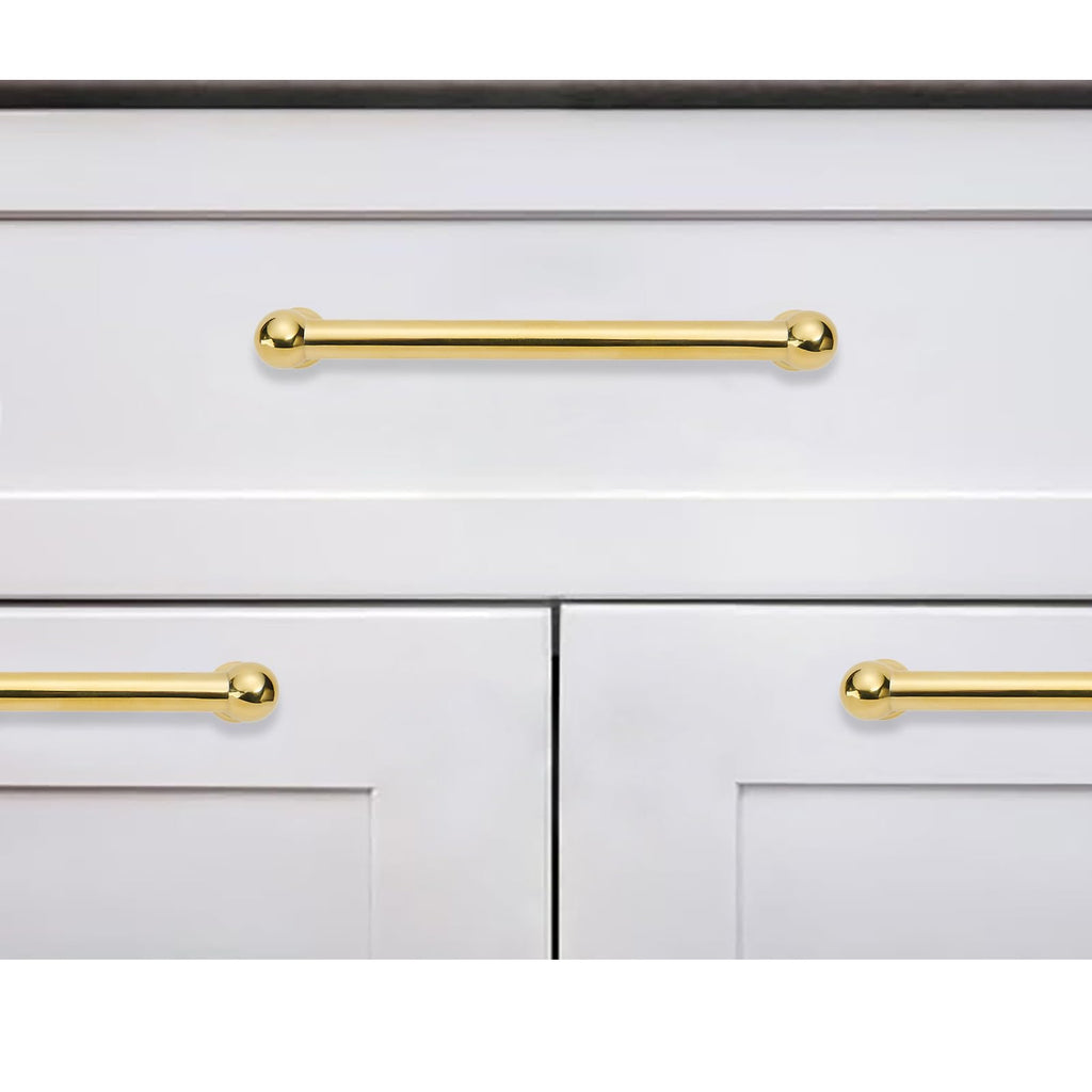 5 Pack 5 Inch Hole Center Unlacquered Brass Cabinet Pulls