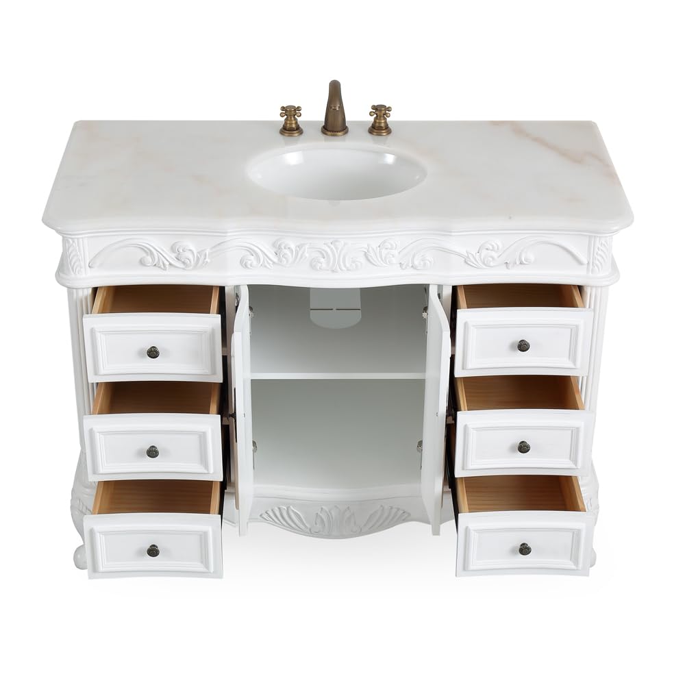 48" Traditional Style Antique White Beckham Bathroom Sink Vanity